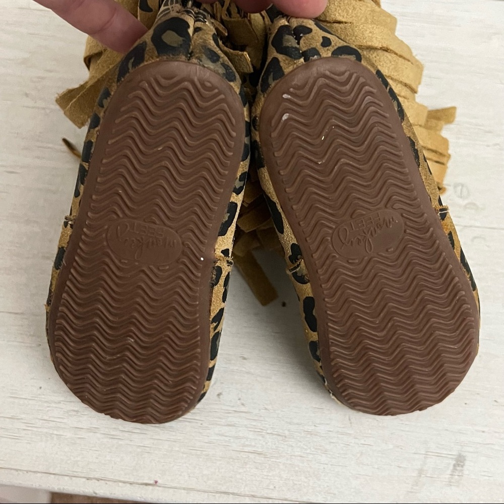 Monkey Feet Leather Fringe Minky Lined Mocassin Bootie Toddler 9-10 - Picture 7 of 16